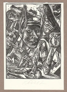 Exlibris - ROLF KUHRT - For Christa Jahr ? - Signed - Woodcut - Elf / Erotic - Picture 1 of 1