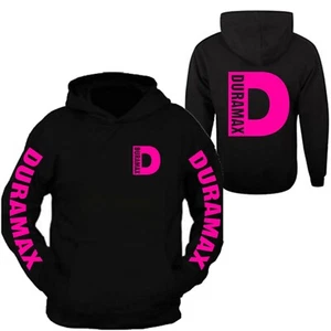 Duramax Rosa Neón Grande D Diseño Color Negro Sudadera con Capucha Sudadera - Imagen 1 de 2