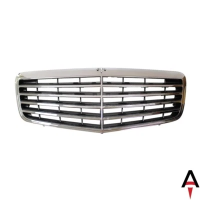 Chrome Grille Shell with Gray Insert For Mercedes Benz W211 2007-2009 E350 E550 Foto 1 de 4