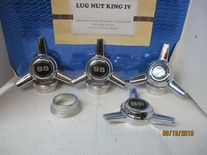 4 APPLIANCE WIRE WHEELS 3 BAR  SPINNERS  CENTER CAPS  GREYSS/BLACK SET SCR - Picture 1 of 3