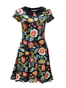 Damen Vintage Blüten Blumen Blumen Kragen Swing 50er 60er Rockabilly Kleid - Bild 1 von 2