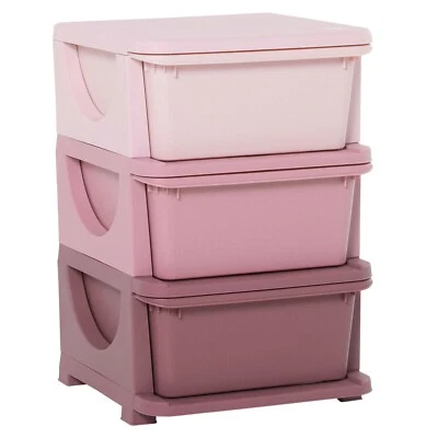 Kids Storage Multi Units with Drawers 3 Tier Chest Vertical Dresser Tower Pink - Image 1 of 4