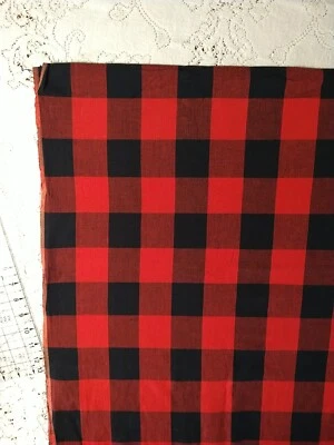Red & Black Buffalo Check Plaid Fabric 2" Square Cotton Woven 1 yd 34" x 44" W - Image 1 of 4