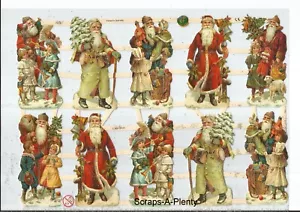 German Embossed SILVER GLITTER Scrap Die Cut - Christmas Santa's WOW EF7313G - Picture 1 of 1