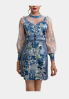 BURRYCO-2PC-BLUES/WHITE/PEACH PRINT-DRESS-EMBELLISHED BUTTONS-BACK ZIP-8-NWT