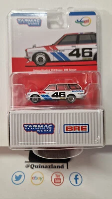 Tarmac 1/64 Datsun Bluebird 510 Wagon BRE #46, rosso/bianco/blu Indonesia (CP20) - Immagine 1 di 4