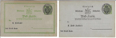 Germany: Wurttemberg: 1870; Special Postal Stationery 2 overprint, EBA076 - Image 1 of 2