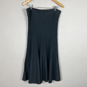 Maxi Falda Diseño Islandés L Negra Mezcla de Lana Línea A Academia Tejido Nórdico Sólido - Imagen 1 de 10