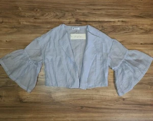 Tommy Lynn London Chiffon Blue Jacket Blouse Flounce Sleeve Small NWT - Picture 1 of 6