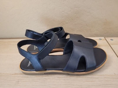 SOREL Mujer Ella II Sandalia Talla 10 Cuero Negro Elástico Tirantes Zapato Plano Cómodo Foto 1 de 4