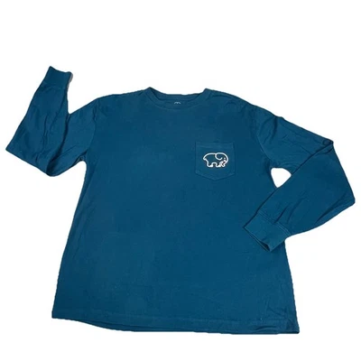 Ivory Ella Long Sleeve T Shirt Womens M Pullover Blue Organic Cotton Elephant - Image 1 of 4