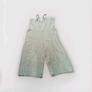 FLAX Jumpsuit Overalls Womens Small Beige Linen Lagenlook Pockets - Picture 1 of 8