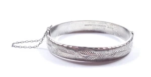 Vintage 1985 Leaf Bangle Bracelet 925 Sterling Silver Bracelon Ltd - Picture 1 of 13