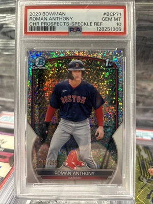 2023 Bowman Roman Anthony Chrome Prospects Speckle Refractor /299 PSA GEM 10 - Image 1 of 2