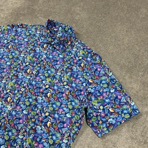 Alan Flusser Shirt Mens XL Button Up Blue All Over Print Cotton Summer Casual - Picture 1 of 8
