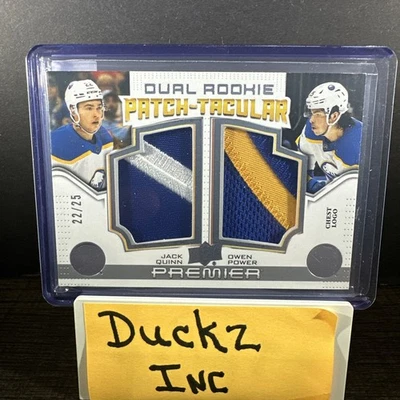 Jack Quinn Owen Power 2022-23 Premier Dual Rookie Patch-Tacular 22/25 #DRPT-QP - Image 1 of 4