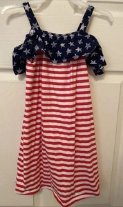 Girls Dress Size 7 Red White Blue Jumping Beans Cold Shoulder - Picture 1 of 5