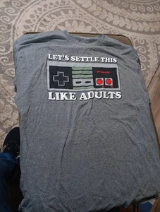 Nintendo Entertainment System Lets Settle This like Adults Gray T Shirt Size XL - Picture 1 of 4