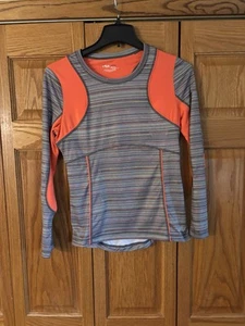 FILA SPORT WOMENS Orange Gray WICKING LONG SLEEVE RUNNING SHIRT Size M - Picture 1 of 4