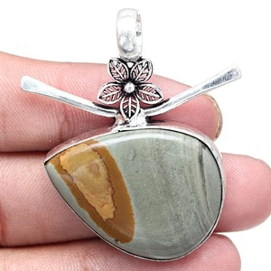 Necklace Amrican Jasper Gemstone Handmade Gift For Her Jewelry 1.75" - Picture 1 of 7