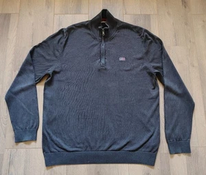 NAPAPIJRI Grau 1/2 Reissverschluss Strickpullover Logo Baumwolle Gr. L-XL - Bild 1 von 4
