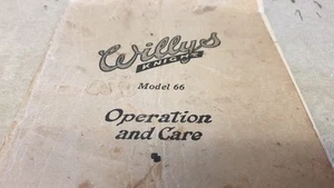 1925 WILLYS KNIGHT MODEL 66 Original Operation & Care Handbook RARE - Bild 1 von 7