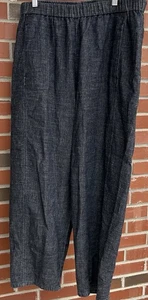 Eileen Fisher Tweedy Hanf Baumwolle weites Bein Hose Denim Gr. L 188 $ - Bild 1 von 4