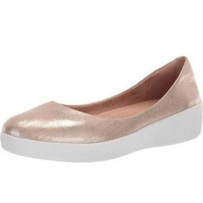Fitflop Women's 7 Superballerina Glitzy Ballet Flat Gold Comfort Shoe Slip On - Image 1 of 4