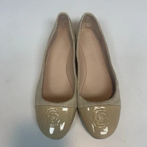 Taryn Rose Shoes Womens 7 Adrianna Biscotto Linen Patent Combo Flat Ballet - Picture 1 of 6