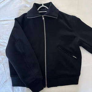 Zara Wool Jacket Navy with ribbed collar- RRP £99.99- Size Large - Picture 1 of 9