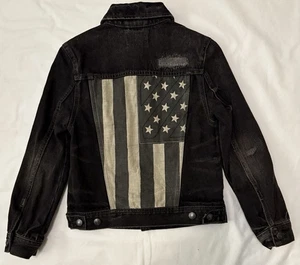 Schwarze Denim Supply Polo Ralph Lauren Jeansjacke USA amerikanische Flagge 🇺🇸 Small - Bild 1 von 5