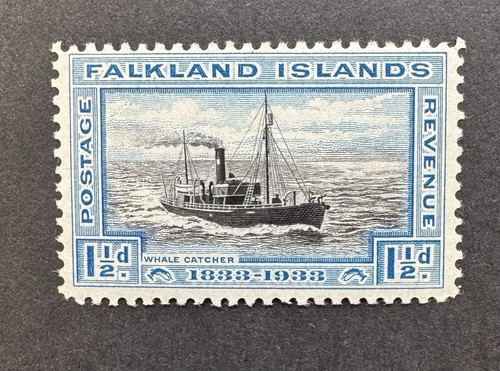 Falkland Islands KGV SG129 1 1/2d Black & Blue USED - CV £30 | eBay