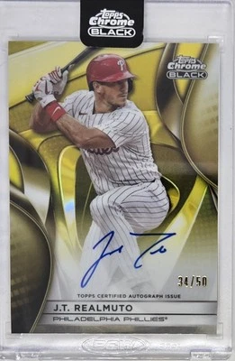 2025 Topps Chrome Black: CBA-JRE. J.T. Realmuto - Phillies Gold Auto ( /50) - Image 1 of 3