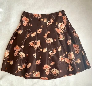 Banana Republic 100% Silk Brown/Floral Women's Skirt- 6 - Picture 1 of 5