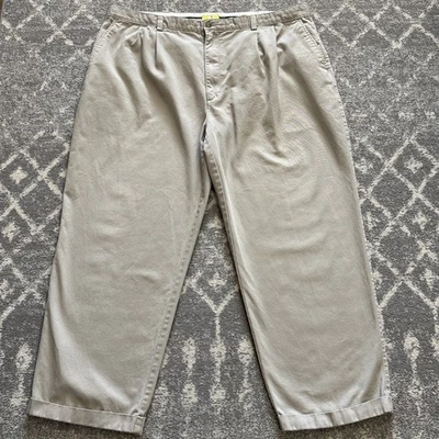 Antiga Calça Chino Duckhead Masculina Tamanho 44x30 Bege Algemada Plissada Baggy y2k LEIA - Imagem 1 de 4