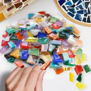 Mosaic Tiles Stained Glass Scraps Irregular Pieces Assorted DIY Crafts - Picture 1 of 17