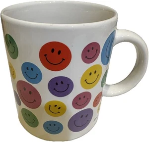 TAZA SOPA CAFÉ CACAO CARA SONRIENTE AÑOS 80 REGALO FRÍO CALIENTE ROJO AZUL AMARILLO VERDE DE COLECCIÓN - Imagen 1 de 5