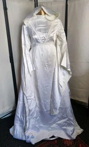 RETRO BERKERTEX WEDDING DRESS 60'S BRIDAL BOUTIQUE SIZE 14 HOODED WHITE LACE - Picture 1 of 13
