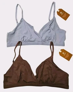 Triangle V Neck Crossover Wireless Non- Padded Bralette No Underwire Soft Bra XL - Picture 1 of 4