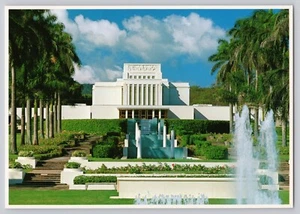 Church of Jesus Christ Later Day Saints Temple Laie Oahu Hawaii Postcard Mormon - Picture 1 of 2