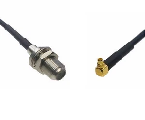 F Female Coax RG6 to MMCX Male Right Angle 0.5~15FT Cable Radio TV GPS Antenna - Picture 1 of 3
