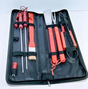 BBQ Tools 9 peice Set with Case - Barbeque Grilling with zipper case - Picture 1 of 3