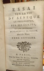 DIDEROT / ESSAI SUR LA VIE DE SÉNÈQUE / rare état de l'édition originale 1779 - Imagen 1 de 21