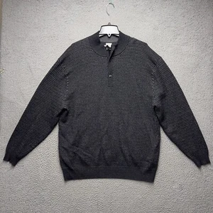 Joseph Abboud Sweater Mens 3X Gray Wool Blend 1/4 Zip Pullover Buttons Classic - Picture 1 of 12