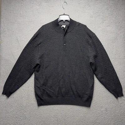 Joseph Abboud Sweater Mens 3X Gray Wool Blend 1/4 Zip Pullover Buttons Classic - Image 1 of 4
