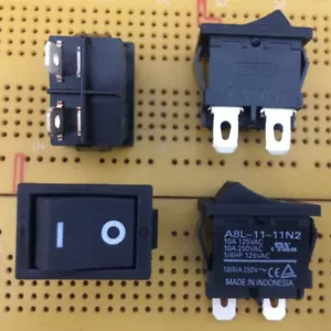 10A 250Vac SPST schwarz Wippschalter Miniatur Ein-Aus Omron A8L-11-11N2 Multi-Menge - Bild 1 von 1