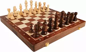 15" Nussbaum Schachspiel mit Aufbewahrungsbrett für Erwachsene & Kinder, 2 Spieler - Bild 1 von 6