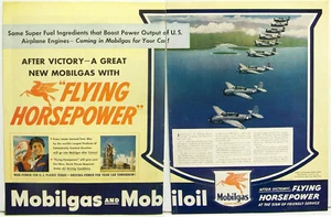 Anuncio de Mobilgas After Victory... Anuncio de 2 páginas de la Segunda Guerra Mundial Columbia Records Green Giant 1944 - Imagen 1 de 6