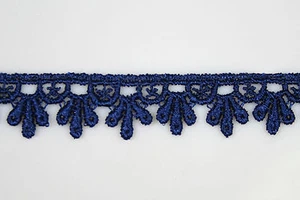 5/8"~5-1/8" Wide Royal Blue Floral Embroidered Venice Lace Guipure Trim by Yard - Picture 1 of 11