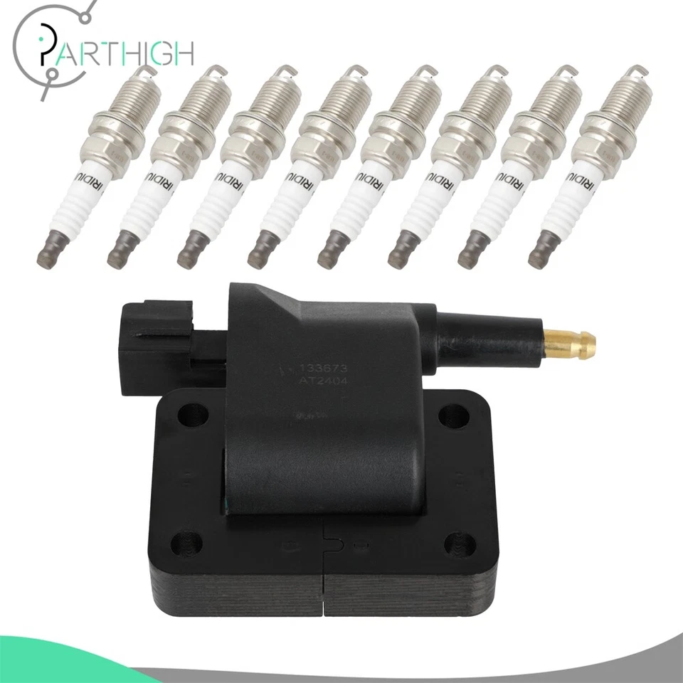 Ignition Coil and 8 Spark Plugs For Dodge Ram 1500 2500 3500 Van 1999-2002 UF198 - Image 1 of 4